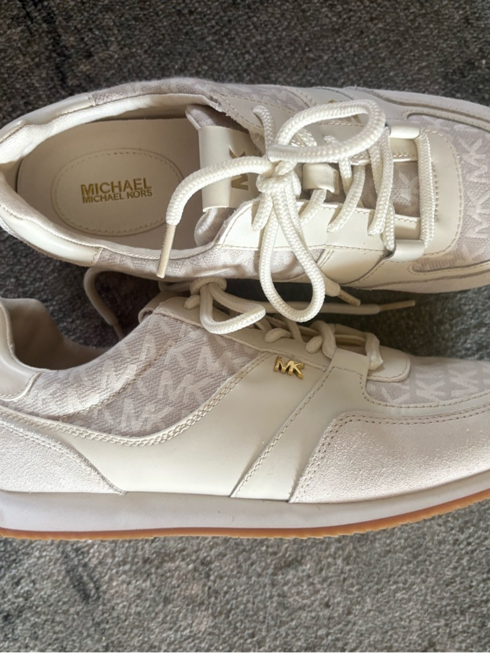 Michael Kors Cream and Gold MK Logo Sneakers